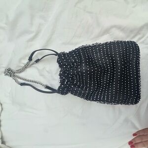 Elegant Black Women's Bag with rhinestones